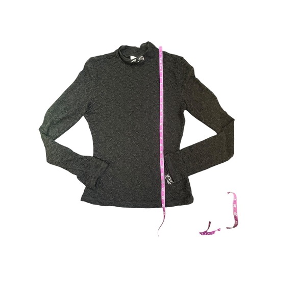 Reformation Nell Knit Top Black Sheer Lace Mock Neck Long Sleeve Top XS - Picture 6 of 8